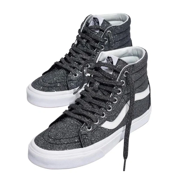 Vans SK8 Gray Glitter High Tops Sz 8 - Picture 1 of 6